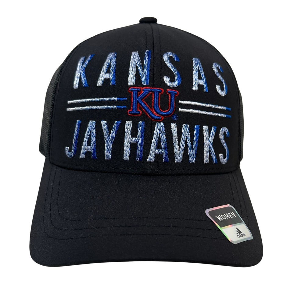 Adidas Kansas Jayhawks Hat Women's Trucker Cap Adjustable Back Black